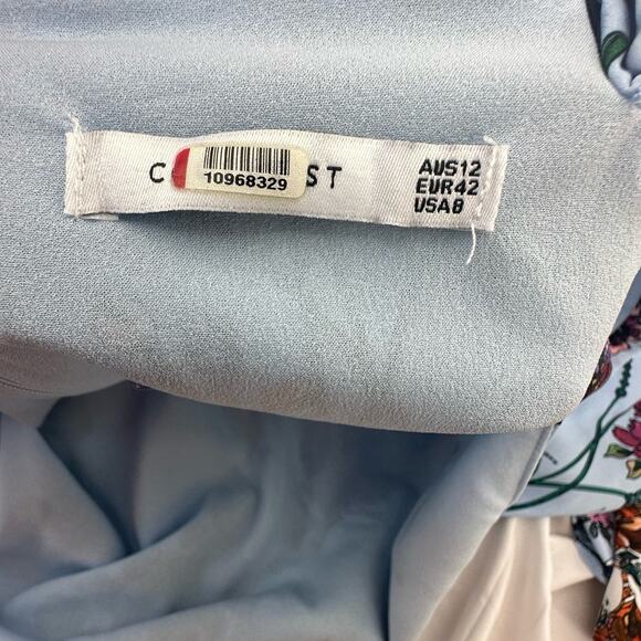 Cooper St Blue Floral Asymmetrial Ruffle Hem Dress Size 8 Fairycore Garden Girl - Picture 3 of 5